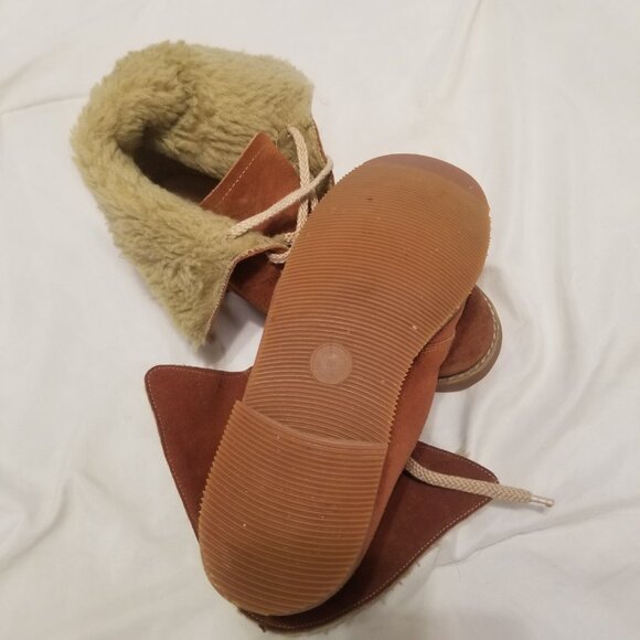 Red brown suede boots faux fleece lined size 8 - Picture 5 of 6